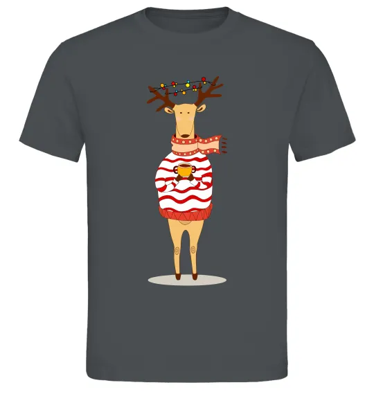 Чоловіча футболка Новорічний Олень Графіт фото