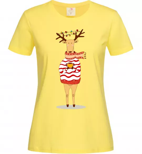 Жіноча футболка Новорічний Олень Лимонний фото