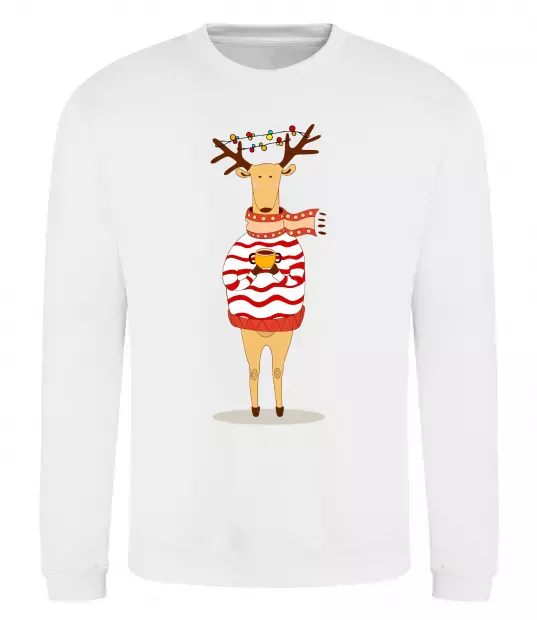 Світшот Новорічний Олень Білий фото