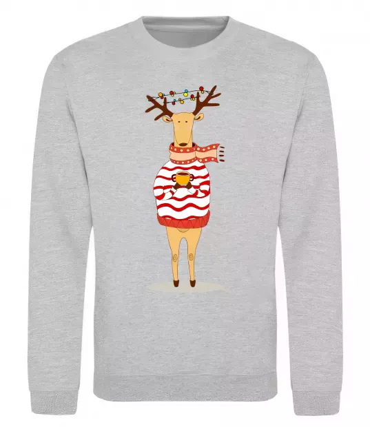 Світшот Новорічний Олень Сірий меланж фото