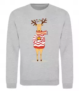Свитшот Новорічний Олень Серый меланж фото