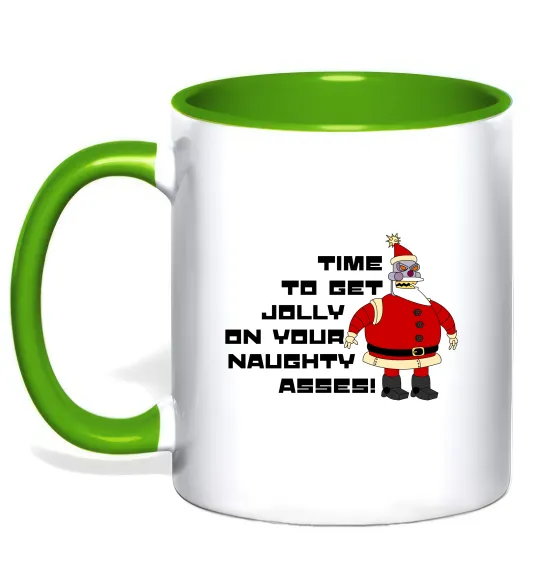 Чашка з кольоровою ручкою Робо Санта Футурама Лаймовий фото