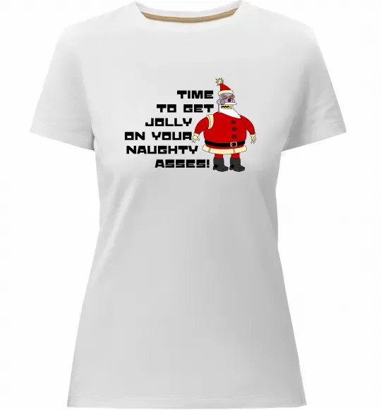 Жіноча преміум футболка Робо Санта Футурама Білий фото