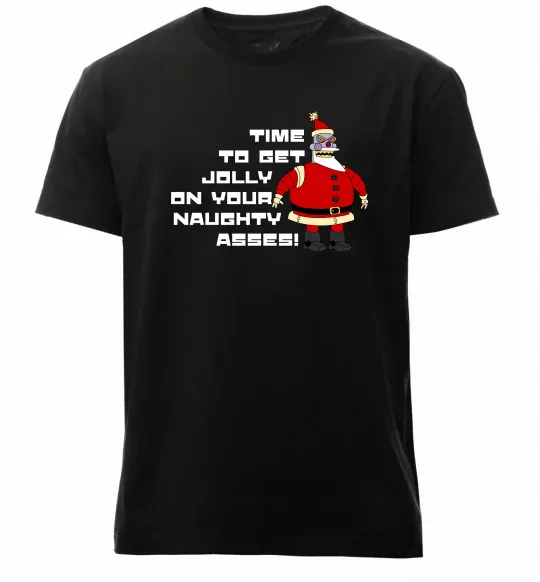 Мужская премиум футболка Робо Санта Футурама Черный фото