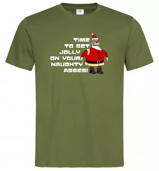 Чоловіча футболка Робо Санта Футурама Оливковий фото