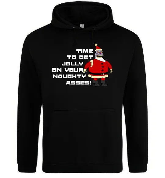 Мужская толстовка (худи) Робо Санта Футурама Черный фото