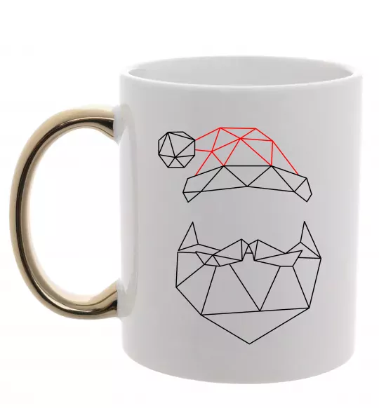 Чашка с цветной ручкой Санта графіка Золото фото