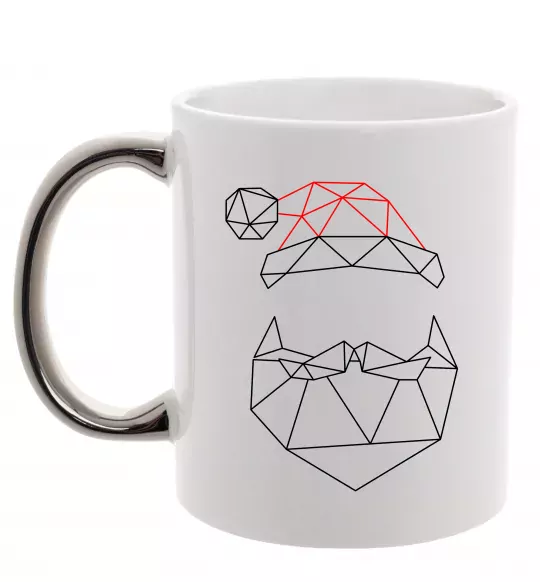 Чашка с цветной ручкой Санта графіка Серебро фото