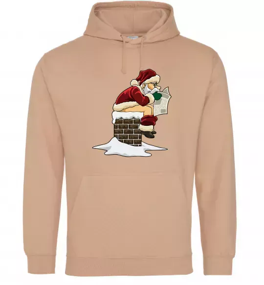 Мужская толстовка (худи) Санта димохід Песочный фото