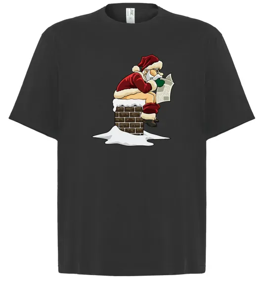 Футболка Оверсайз Санта димохід Чорний фото