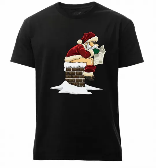 Мужская премиум футболка Санта димохід Черный фото