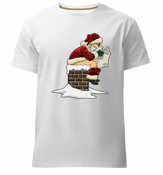 Мужская премиум футболка Санта димохід Белый фото