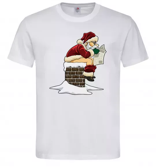 Мужская футболка Санта димохід Белый фото