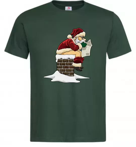 Мужская футболка Санта димохід Темно-зеленый фото