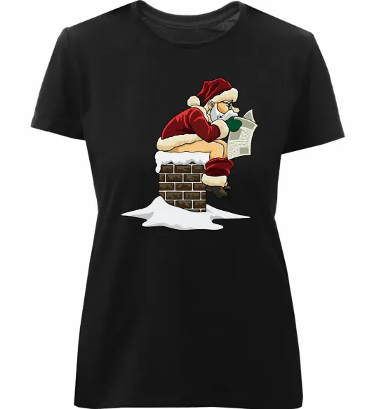 Женская премиум футболка Санта димохід Черный фото