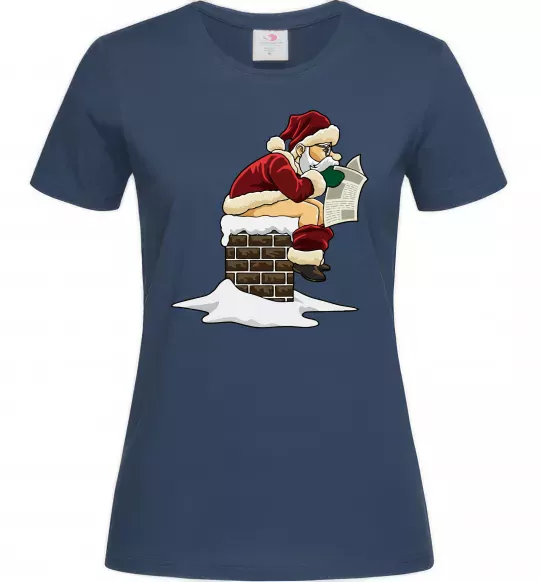 Женская футболка Санта димохід Темно-синий фото