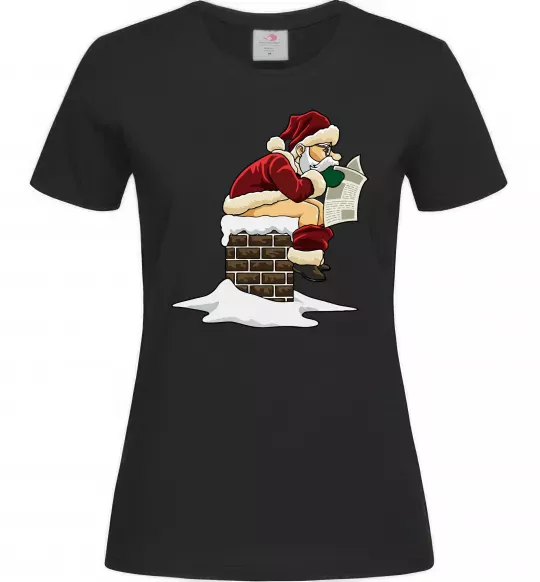 Женская футболка Санта димохід Черный фото
