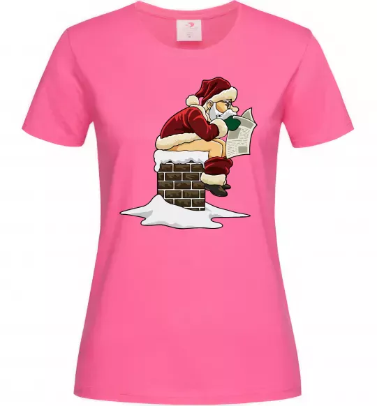 Женская футболка Санта димохід Ярко-розовый фото