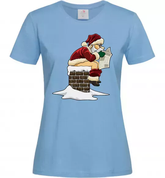 Женская футболка Санта димохід Голубой фото