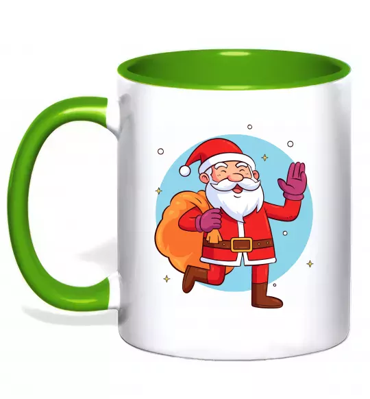 Чашка с цветной ручкой Санта з мішком Зеленый фото
