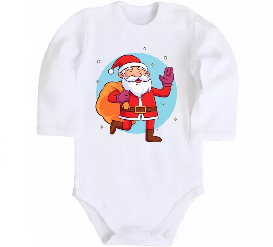 Детский боди Санта з мішком Белый фото