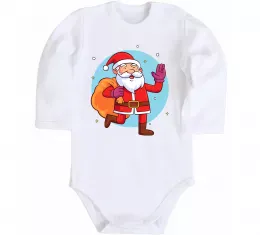 Детский боди Санта з мішком Белый фото