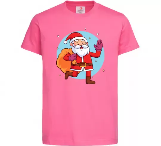 Дитяча футболка Санта з мішком Яскраво-рожевий фото