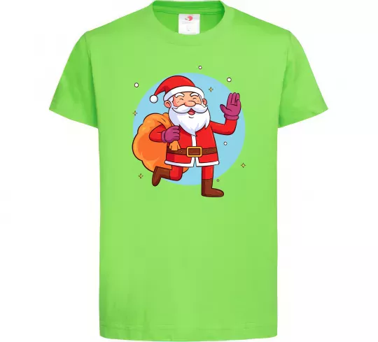 Дитяча футболка Санта з мішком Лаймовий фото