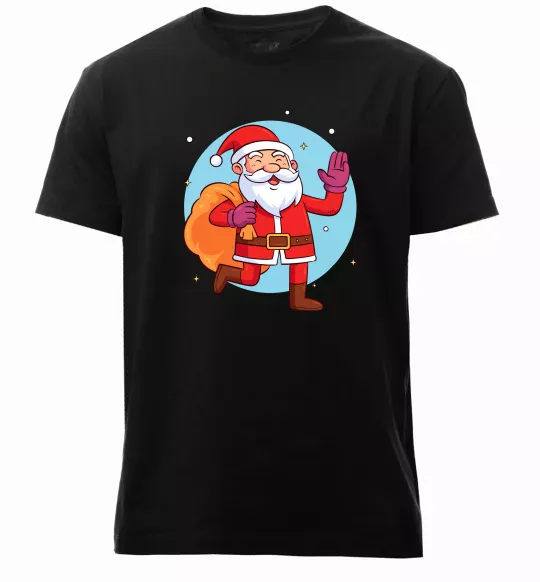 Мужская премиум футболка Санта з мішком Черный фото