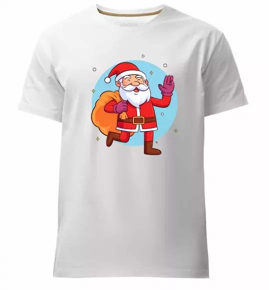 Мужская премиум футболка Санта з мішком Белый фото