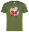 Мужская футболка Санта з мішком Оливковый фото