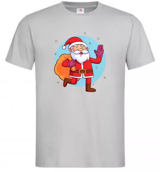 Мужская футболка Санта з мішком Серый фото