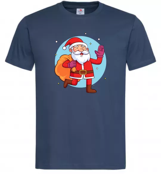 Мужская футболка Санта з мішком Темно-синий фото