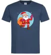 Мужская футболка Санта з мішком Темно-синий фото