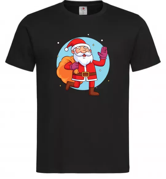 Мужская футболка Санта з мішком Черный фото