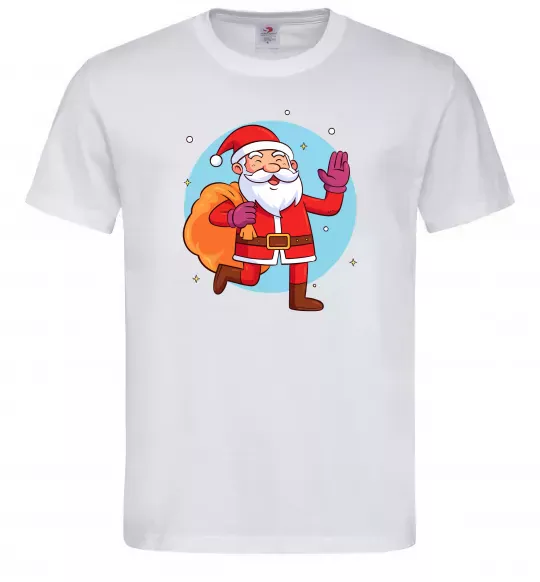 Мужская футболка Санта з мішком Белый фото