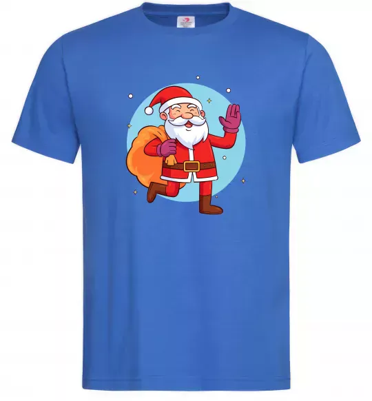 Мужская футболка Санта з мішком Ярко-синий фото