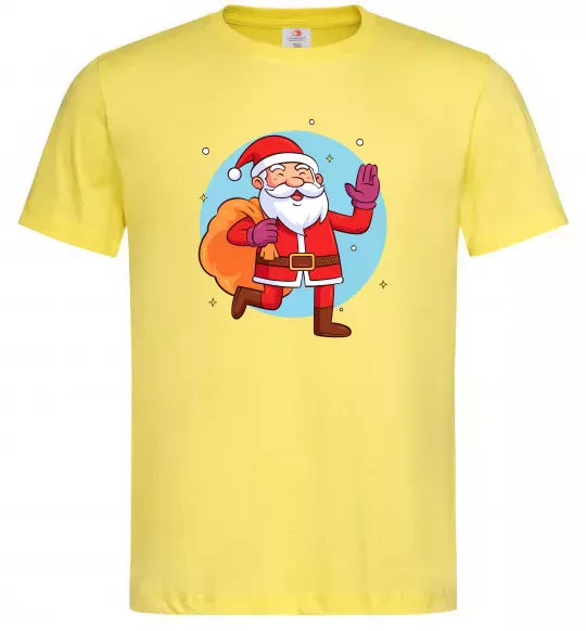 Мужская футболка Санта з мішком Лимонный фото