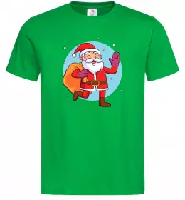 Мужская футболка Санта з мішком Зеленый фото