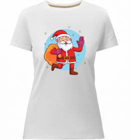 Жіноча преміум футболка Санта з мішком