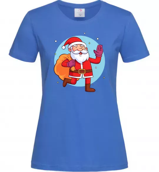 Женская футболка Санта з мішком Ярко-синий фото