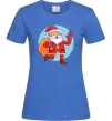 Женская футболка Санта з мішком Ярко-синий Женская футболка Санта з мішком Ярко-синий фото