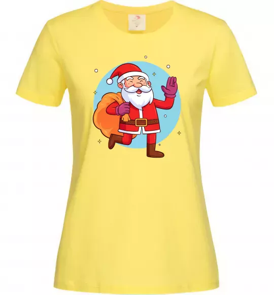 Женская футболка Санта з мішком Лимонный фото