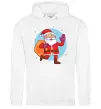 Женская толстовка (худи) Санта з мішком Белый фото