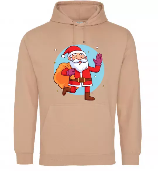 Женская толстовка (худи) Санта з мішком Песочный фото