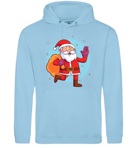 Женская толстовка (худи) Санта з мішком Голубой фото
