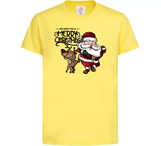 Детская футболка Санта з оленем Лимонный фото