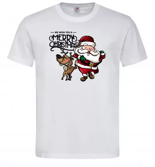 Мужская футболка Санта з оленем Белый фото