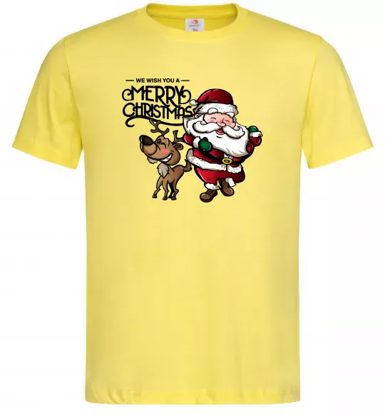 Мужская футболка Санта з оленем Лимонный фото