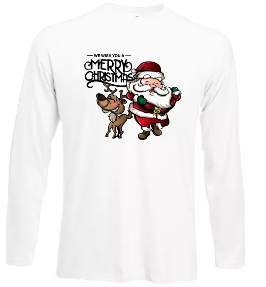 Лонгслив Санта з оленем Белый фото